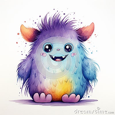 Hopeful Watercolor Monster Gives You Strength Vector Illustration
