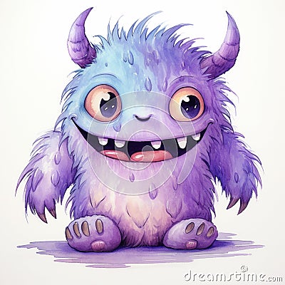 Hopeful Watercolor Monster Never Gives Up on Tomorrow Vector Illustration