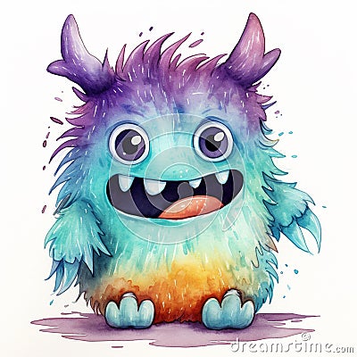 Hopeful Watercolor Monster Never Losing Faith Stock Photo