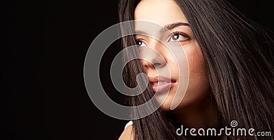 Hopeful young cute student woman Stock Photo