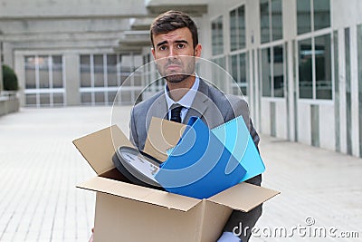 Hopeless businessman getting fired isolated Stock Photo