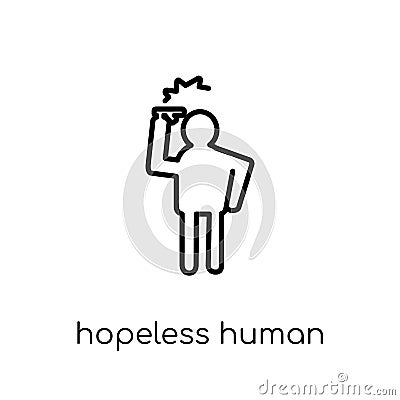 hopeless human icon. Trendy modern flat linear vector hopeless h Vector Illustration