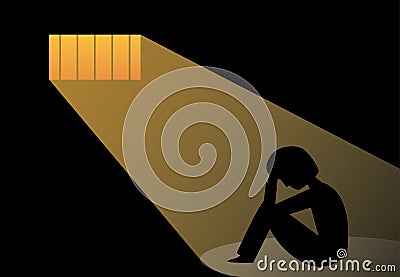 Hopeless man in prison, vector art Vector Illustration