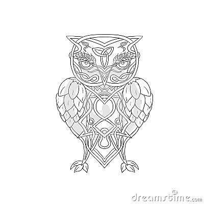 Hops and Barley Owl Celtic Knotwork Vector Illustration