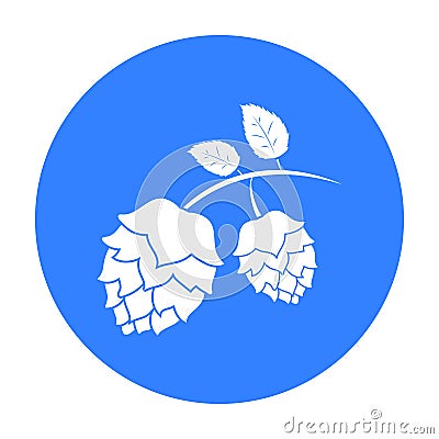 Hops icon in black style isolated on white background. Oktoberfest symbol stock vector illustration. Vector Illustration