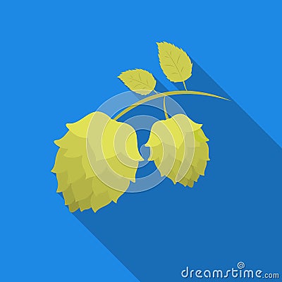 Hops icon in flat style isolated on white background. Oktoberfest symbol stock vector illustration. Vector Illustration