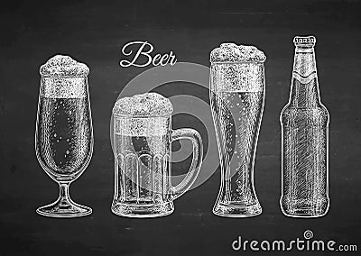 Chalk sketch of beer Vector Illustration