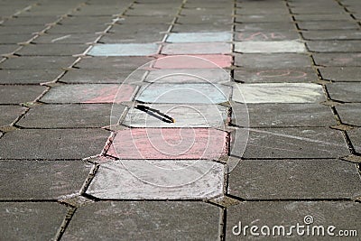 Hopscotch - popular street game Stock Photo