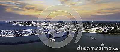 Horace Wilkinson Bridge and the Mississippi Editorial Stock Photo