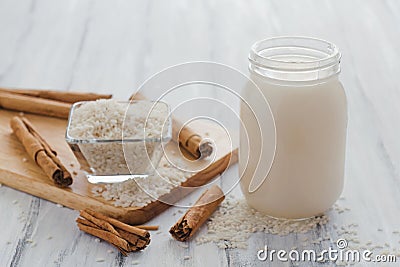 Horchata is a drink, made with rice and cinnamon from Mexico, mexican drink Stock Photo