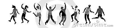 Horisontal banner with dancing people silhouettes Vector Illustration