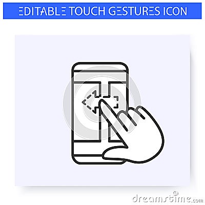 Horisontal scroll left hand gesture line icon Vector Illustration