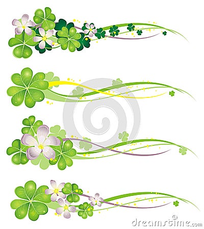 Horisontal Spring Banner with blooming clovers Vector Illustration