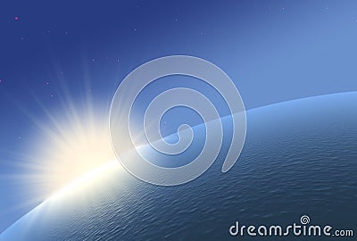 Horizon with sunrise. Stock Photo