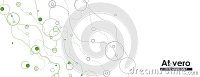 Horizonal banner with dynamic waves and dots. Simple minimal style. Futuristic vector pattern. Abstract cover Vector Illustration