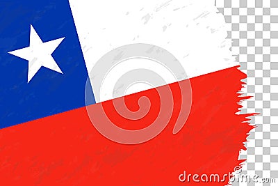 Horizontal Abstract Grunge Brushed Flag of Chile on Transparent Grid Vector Illustration