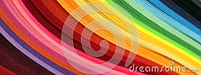 Horizontal Abstract vibrant color wave rainbow strip paper background Stock Photo