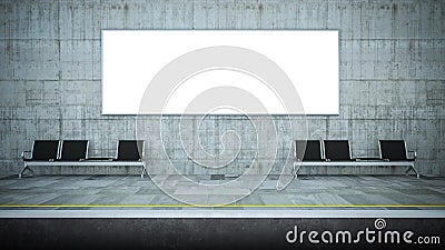 blank horizontal billboard advertising on underground station Stock Photo