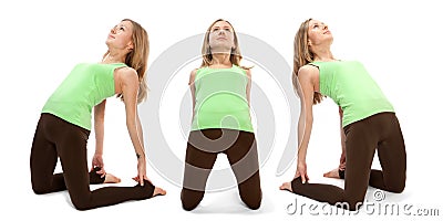 Horizontal assembly of the three angles of a girl Stock Photo