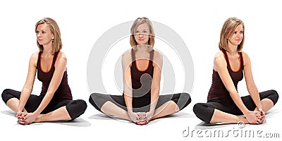 Horizontal assembly of the three angles of a girl Stock Photo