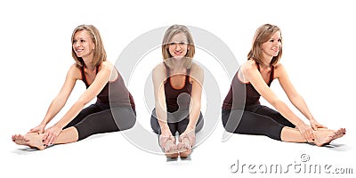 Horizontal assembly of the three angles of a girl Stock Photo