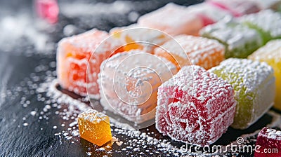 Ataturk Memorial Day, Victory Day, National Day of Turkey, national Turkish sweets, Turkish delight close-up, Stock Photo