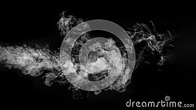 Horizontal banner with steam or smoke in the form of a mystical creature in the form of a ghost on a black Stock Photo