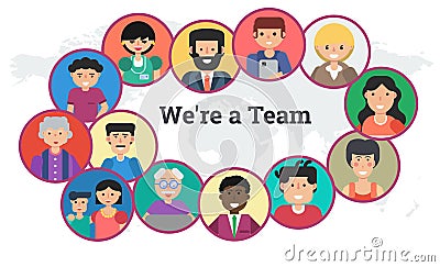 Horizontal banner - we are a team Vector Illustration