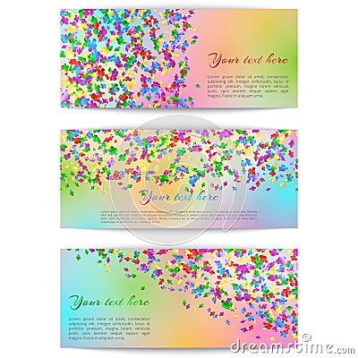 Horizontal banners with confetti Vector Illustration