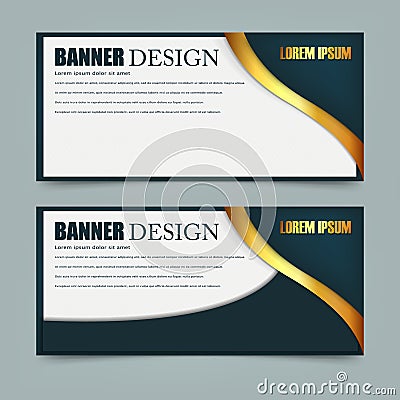 Horizontal banners with 3D abstract background on white background. Vector illustration. Vector Illustration