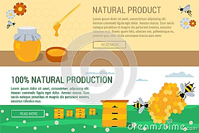 Horizontal banners honey natural production Stock Photo