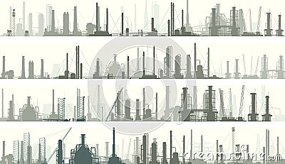 Horizontal banners industrial part of city. Vector Illustration