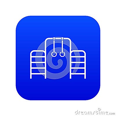 Horizontal bar with climbing rings and ladder icon digital blue Vector Illustration
