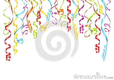 Horizontal Bended Hanging Streamers Background Six Different Colors Vector Illustration