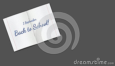 Horizontal black banner with school notebook Vector Illustration