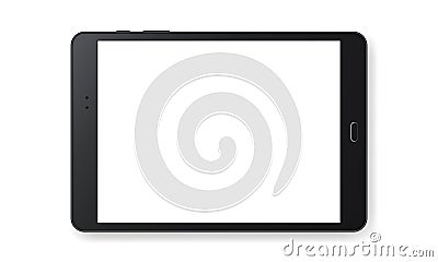 Horizontal black tablet computer mockup isolated Vector Illustration