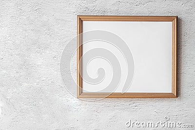 A3, A4 horizontal blank picture frame mockup template for photographs hanging white gray concrete wall background Stock Photo