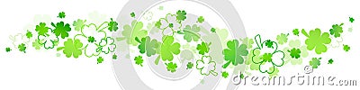 Horizontal Border Of Big And Little Shamrocks Green Vector Illustration