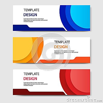 Horizontal geometric shape banner template abstract paper cut style. Vector design layout for web, banner, header, print flyers Vector Illustration