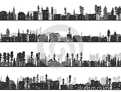 Horizontal childish banners of built, home and tre Vector Illustration