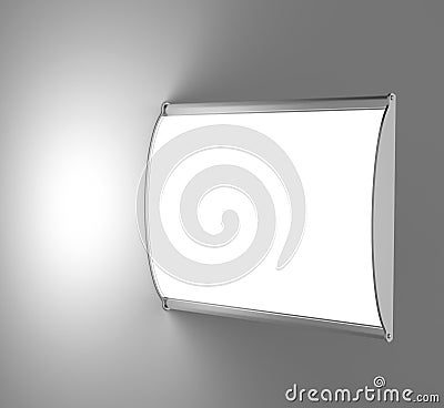 Horizontal Convex LED light box Single Sided Poster display or Sign Holder Curved Frame for Theater Bills or Ads. 3d render illu Stock Photo