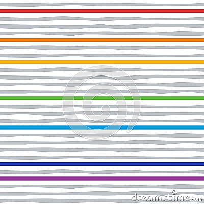 Horizontal curved gray and rectangular rainbow lines Vector Illustration