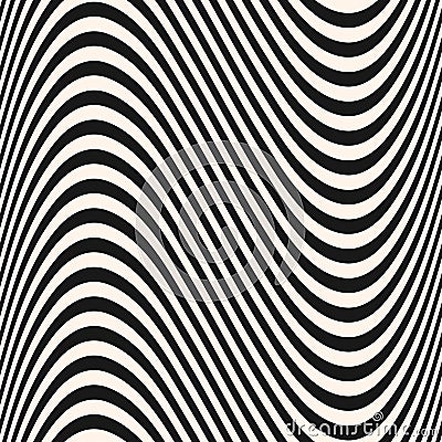 Horizontal curved wavy lines. Vector seamless stripes pattern. Vector Illustration
