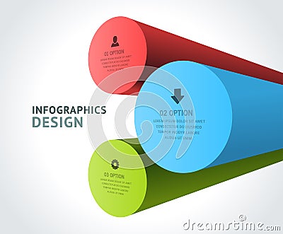 Horizontal cylinder columns infographic scheme data numbers structure realistic template vector Vector Illustration