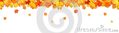 Horizontal decorative seamless header with falling leaves for sites. Vector Illustration