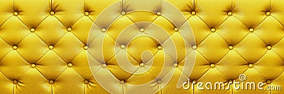 horizontal elegant yellow leather texture with buttons for background and design Stock Photo
