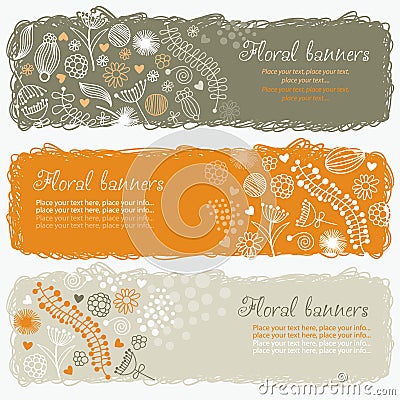 Horizontal floral banners Vector Illustration