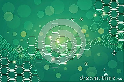 Horizontal green abstract trellised or cellular background for modern design - Green abstract background with molecular structure Stock Photo