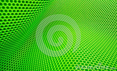 Horizontal green flexible bend abstract trellised or cellular background Stock Photo