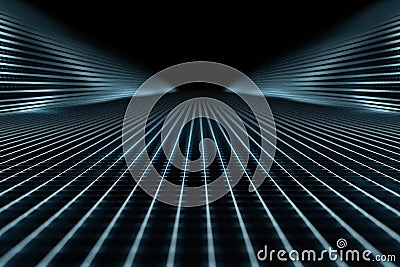 horizontal gridlines light blue on black background for web design, gridlines abstract background Stock Photo